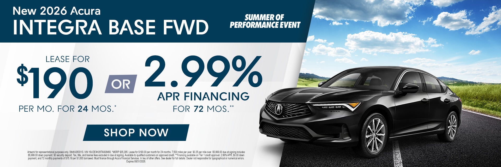 Acura Integra incentive
